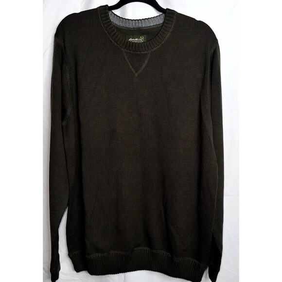 Eddie Bauer Men's Size XL Olive Green Crew Neck Pullover Tight Knit Sweater - Picture 1 of 9